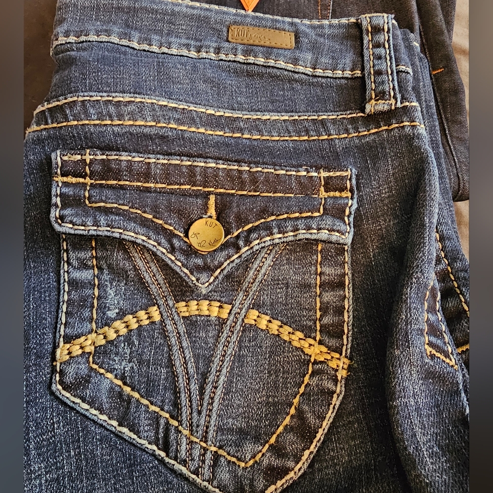 Jeana Kut From the Kloth Dark Wash Boot Cut Embroidered Denim Jeans Natalie 8L - Picture 8 of 11